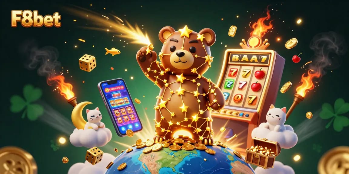 Experience exciting rewards at F8bet while exploring a vibrant cosmic casino scene.