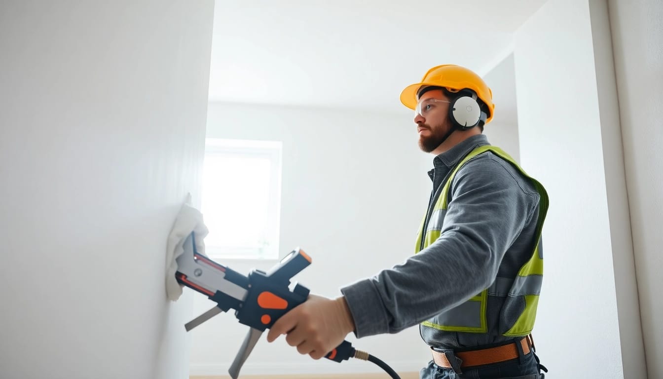 Expert spray foam removal West Sussex showcasing a technician in action.