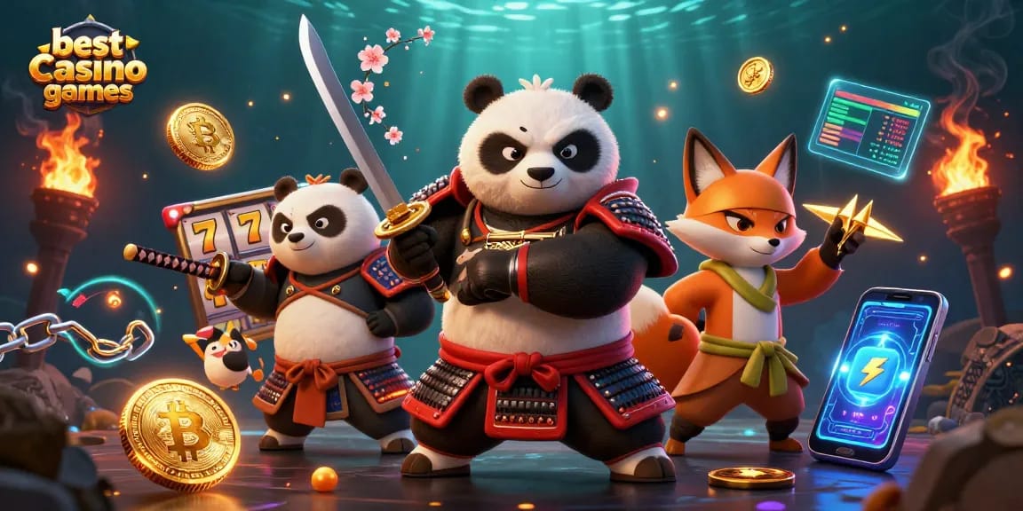 Experience the thrill of the best casino games with a vibrant 3D illustration featuring dynamic characters and gaming elements.