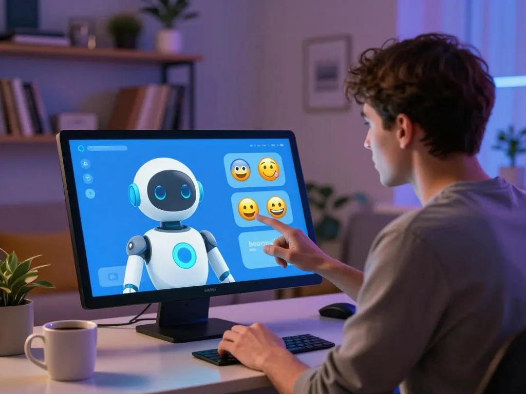 User interacting with a lifelike avatar in an engaging porn ai chat on a digital interface.