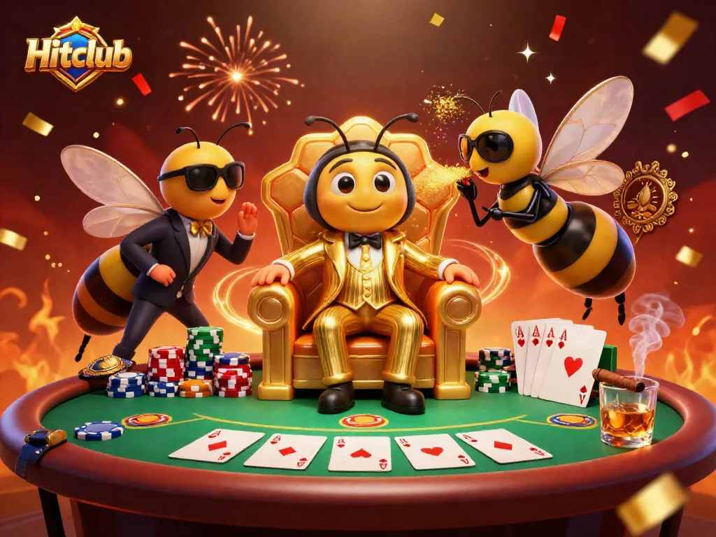 Hitclub session with a bumblebee mob boss and energetic gaming elements, showcasing vibrant action.