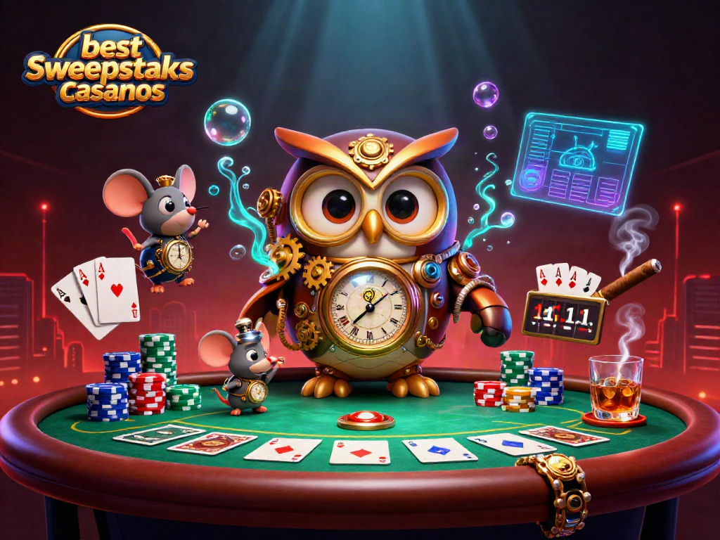 Experience the thrill at the best sweepstakes casinos with this vibrant 3D casino illustration.