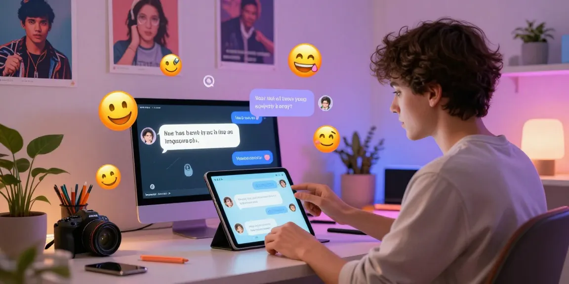 Engaging NSFW AI chat interaction on a tablet in a cozy home workspace