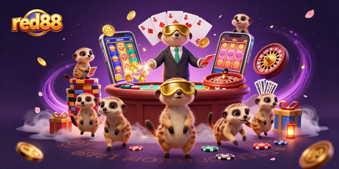 Experience the thrilling excitement of red88 with meerkats running a vibrant casino operation and dynamic games.