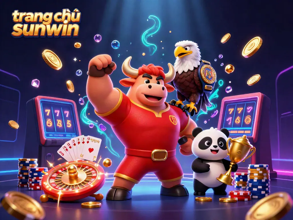 Experience the excitement of trang chủ sunwin with a vibrant scene featuring cartoon characters celebrating gaming wins.
