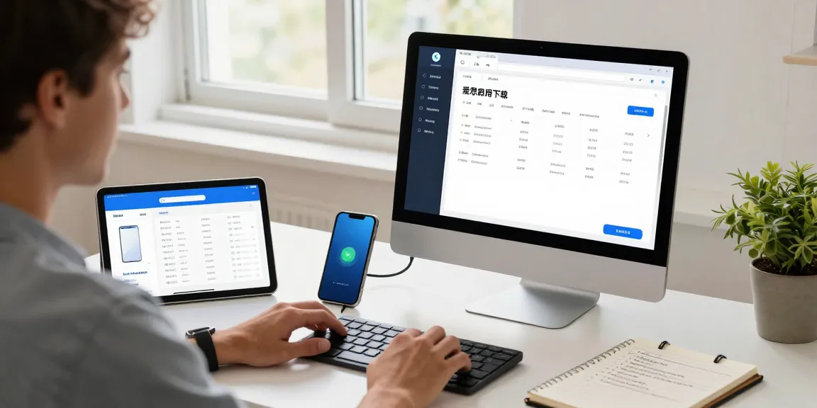 使用爱思助手下载的用户管理iOS设备，现代化工作环境。