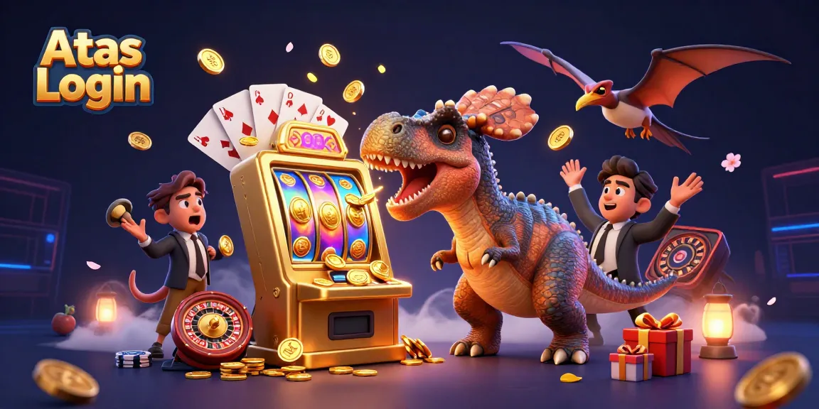Experience an engaging Atas Login scene with vibrant characters and gaming elements, enhancing your casino adventures.
