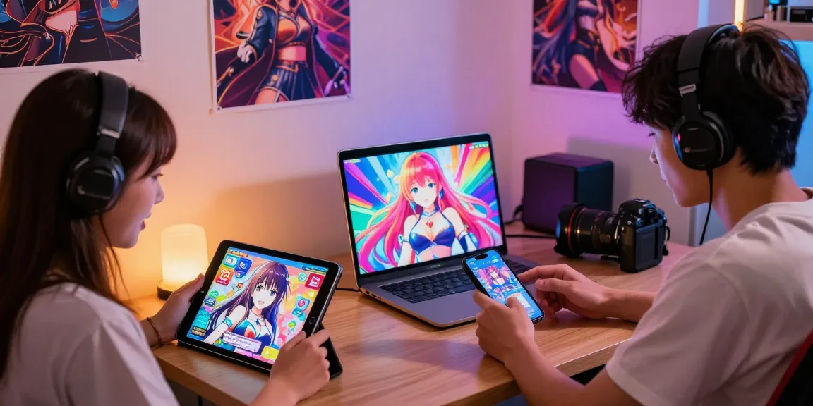 Players enjoying hentaigames on devices, showcasing vibrant graphics and an engaging gaming atmosphere.