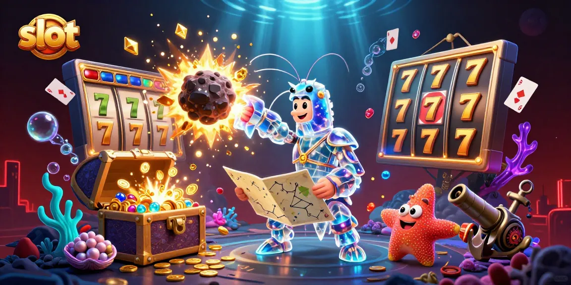 Experience the excitement of slot gaming with illuminated reels and vibrant gems in a dynamic 3D scene.