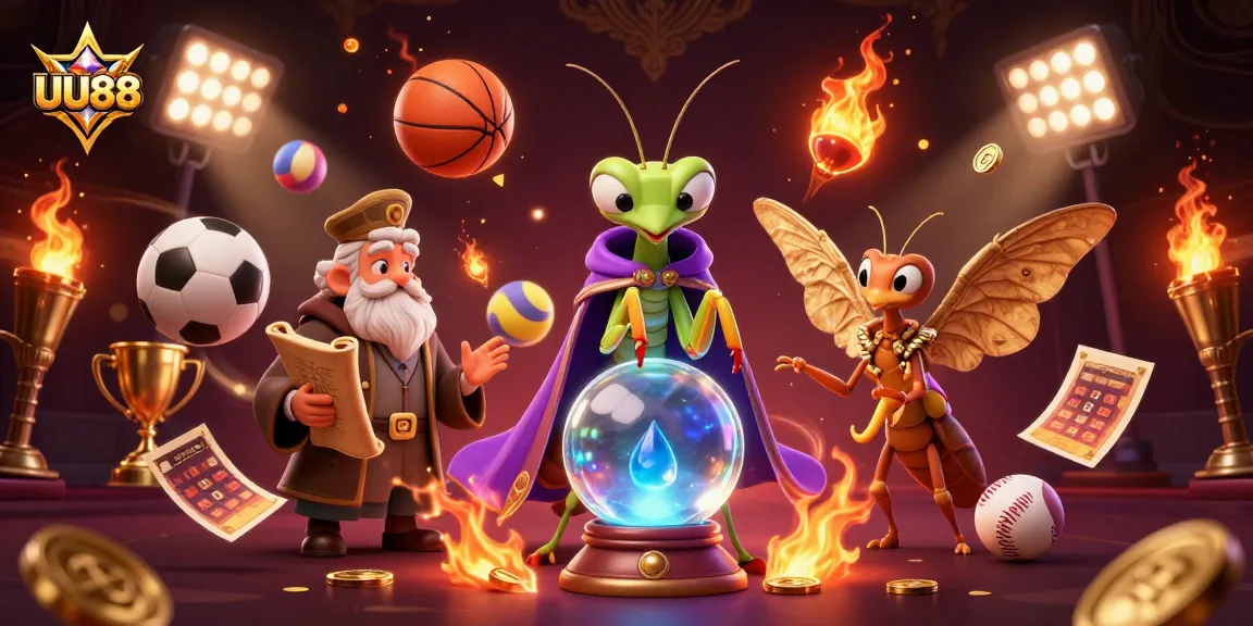 Experience thrilling UU88 sports betting with magical characters and dynamic game elements in this 3D casino illustration.