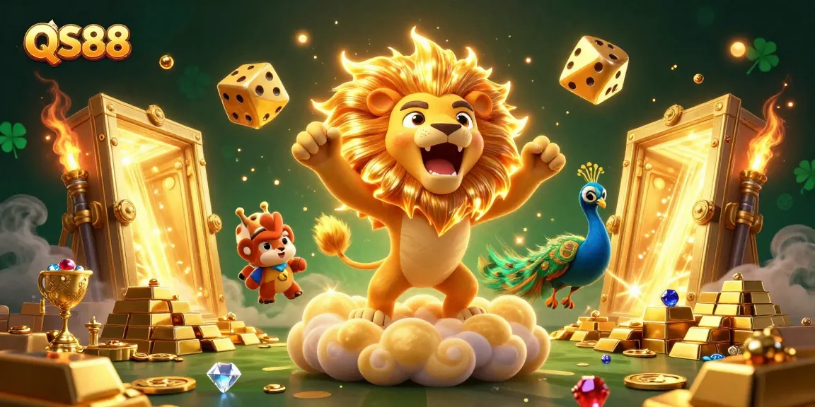 Experience thrilling gameplay at QS88 with vibrant characters, treasure, and casino elements.