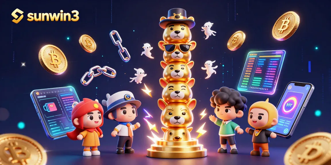 Experience winning moments at sunwin3 with dynamic casino-themed 3D illustration featuring totem pole and coins.
