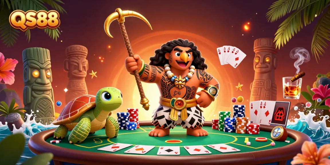 Experience exhilarating poker action at QS88 with a vibrant casino illustration showcasing dynamic gameplay.