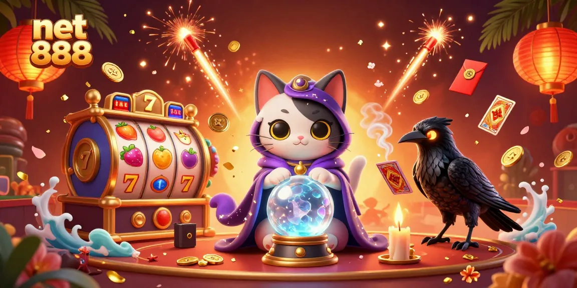 Experience the thrill of net 888 slots with vibrant symbols and magical casino elements.